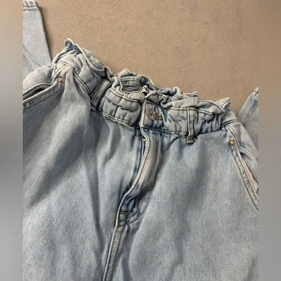 Zara Size 4 Baggy Paperbag Light Wash Jeans Denim Essential Grunge Casual Street - Picture 7 of 16